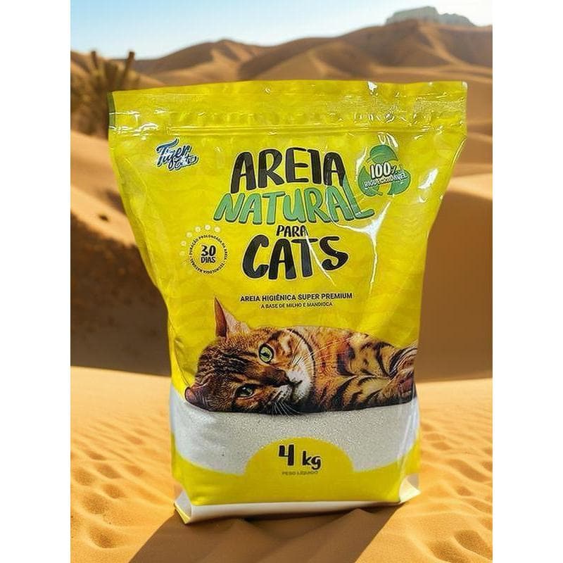 AREIA HIGIÊNICA NATURAL BIODEGRADÁVEL MILHO E MANDIOCA PARA GATOS TIGER CATS 4KG