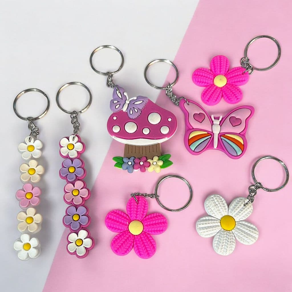 Kit Chaveiro Flor Borboleta Delicado Personalizado 10un/20un/30un Mimo Lembrancinha Porta Chaves Revenda