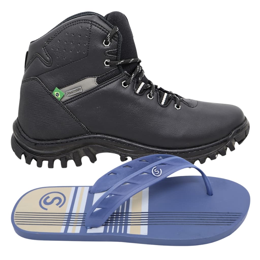 Kit Chinelo E Coturno Masculino Infantil Tamanho Especial Macio Antiderrapante Moda Casual Infantil