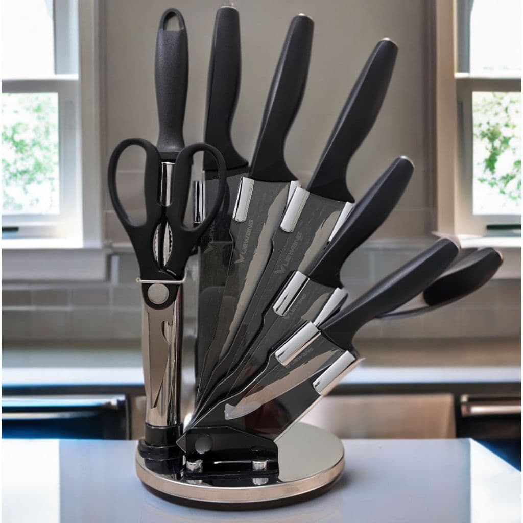 Jogo De Facas Para Cozinha, 7Peças + Suporte Giratório