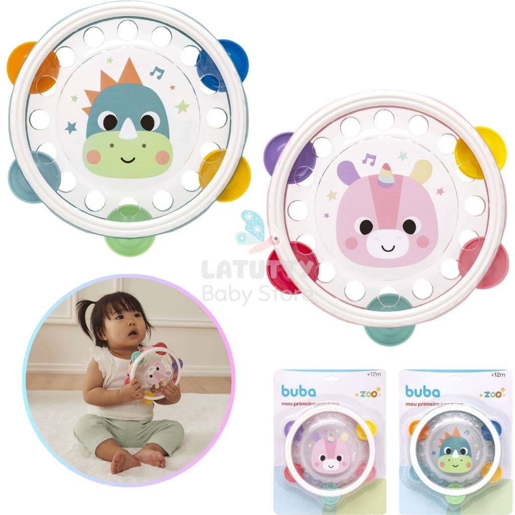 Pandeiro Infantil Buba Brinquedo Musical para Bebê Lançamento Buba Zoo Dino Unicórnio