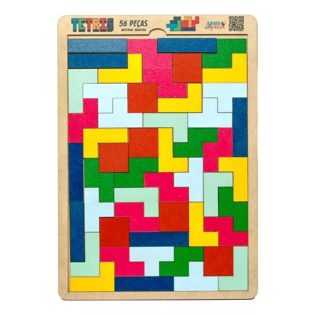 Tabuleiro Tetris Peças De Encaixe Brinquedo Pedagógico Em Madeira Colorido