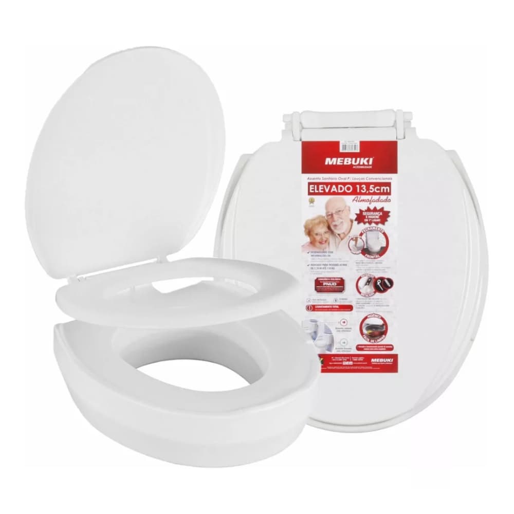 Assento Sanitário Elevado Almof 13,5 Cm Com Tampa - Mebuki