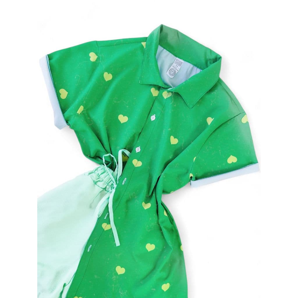 Blusa Camiseta de Botão Feminina Coração Verde