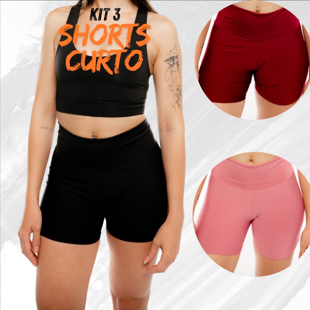 Kit 3 shorts curtos academia treino zero transparencia