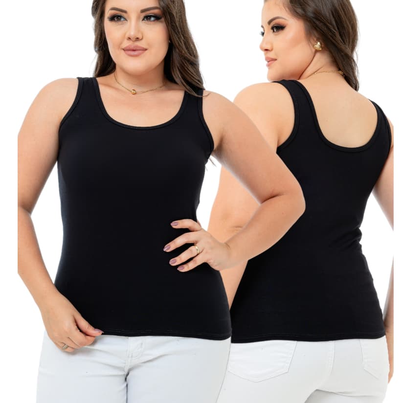 Kit 2 Regatas Femininas Com Alça Larga Viscolycra Básica Diário Casual Moda Feminina Praia Academia