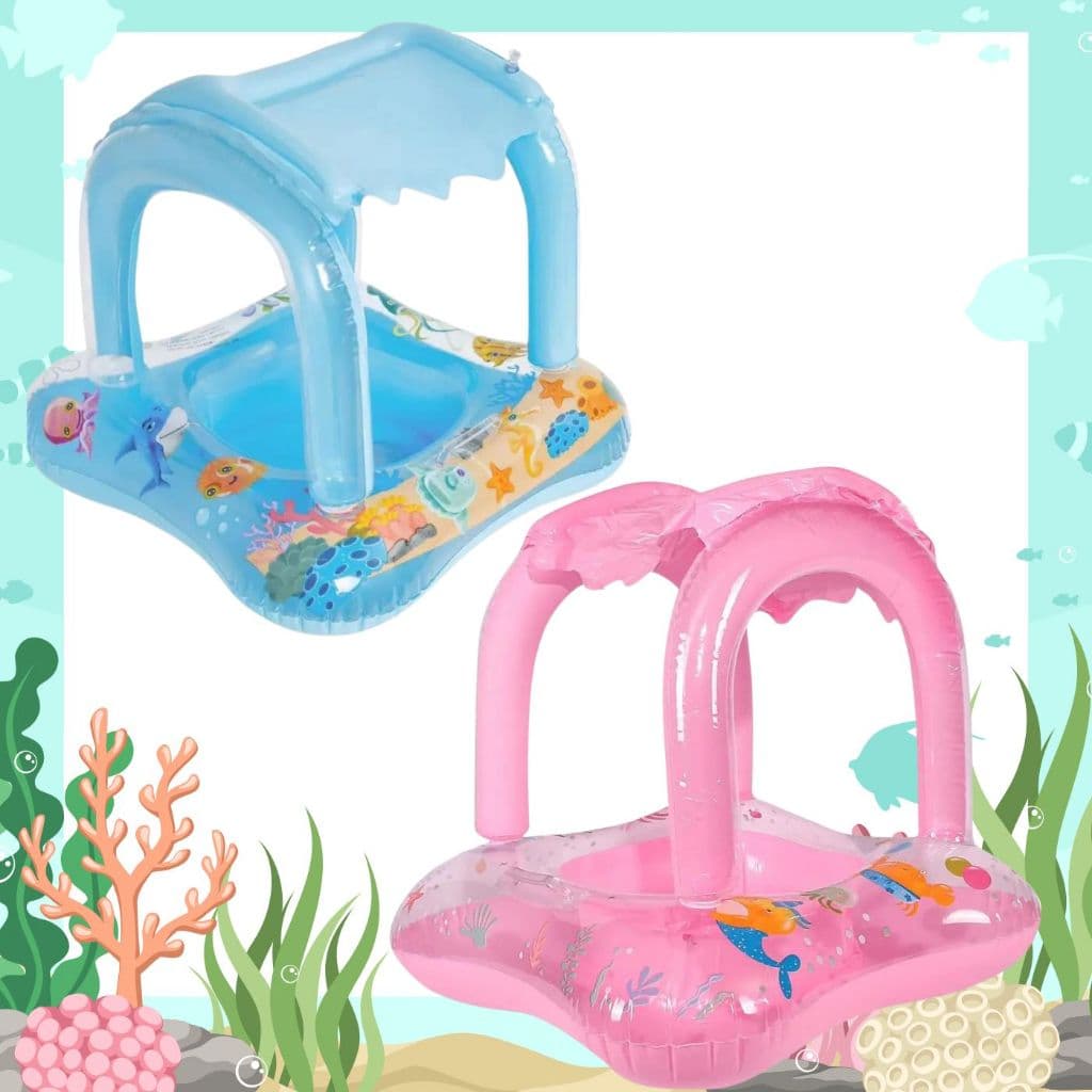 Boia Bote Bebê Cobertura Fralda Infantil Rosa Ou Azul Boia Piscina Bebe Inflável Removível