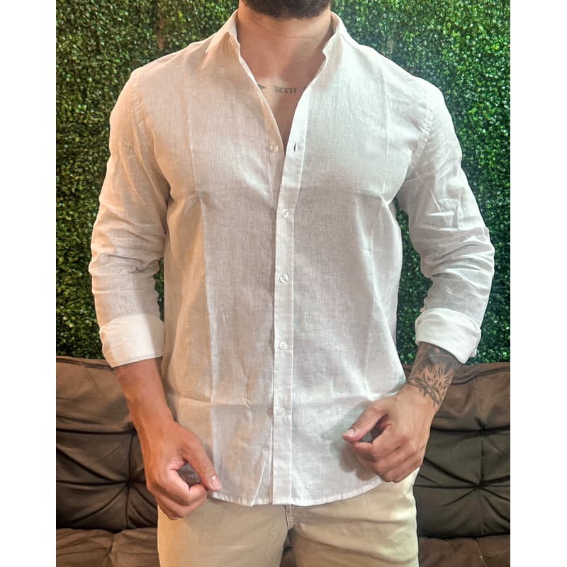 Camisa l Manga Longa LINHO 7 cores Verão/ regular  Fit Masculina Luxo Social Casual Festa Envio Imediato