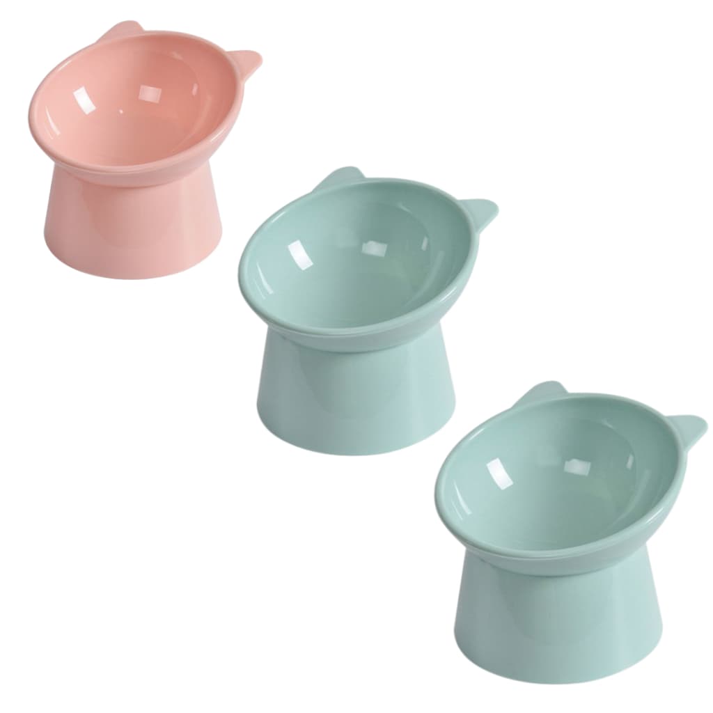 Kit 3 comedouros alto para cães e gatos