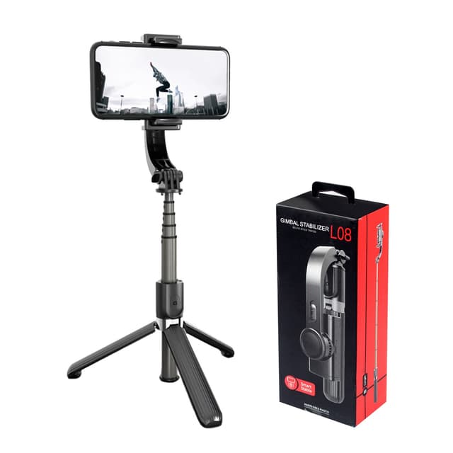 L08 Gimbal Estabilizador Selfie Stick TriPod Bt4.0 Sem Fio