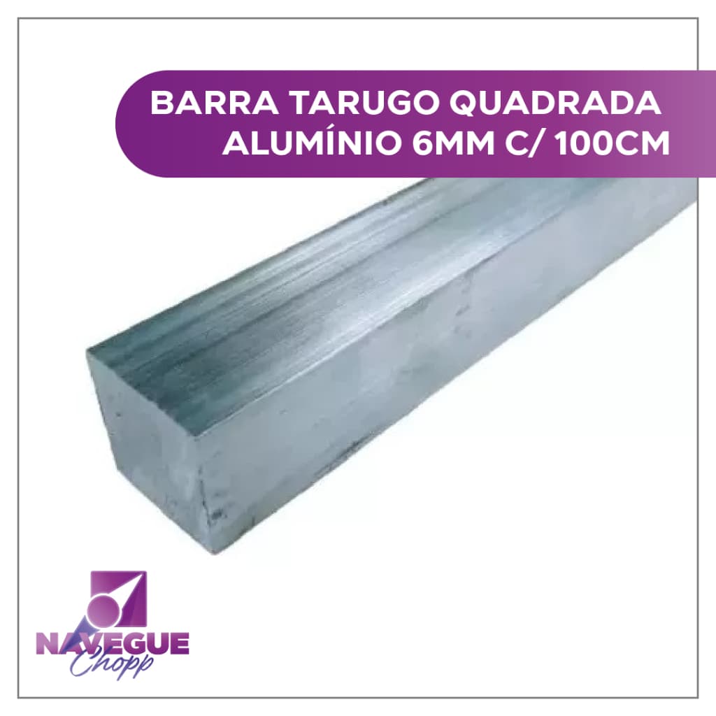 Vergalhão de Alumínio Quadrado 6mm x 100cm