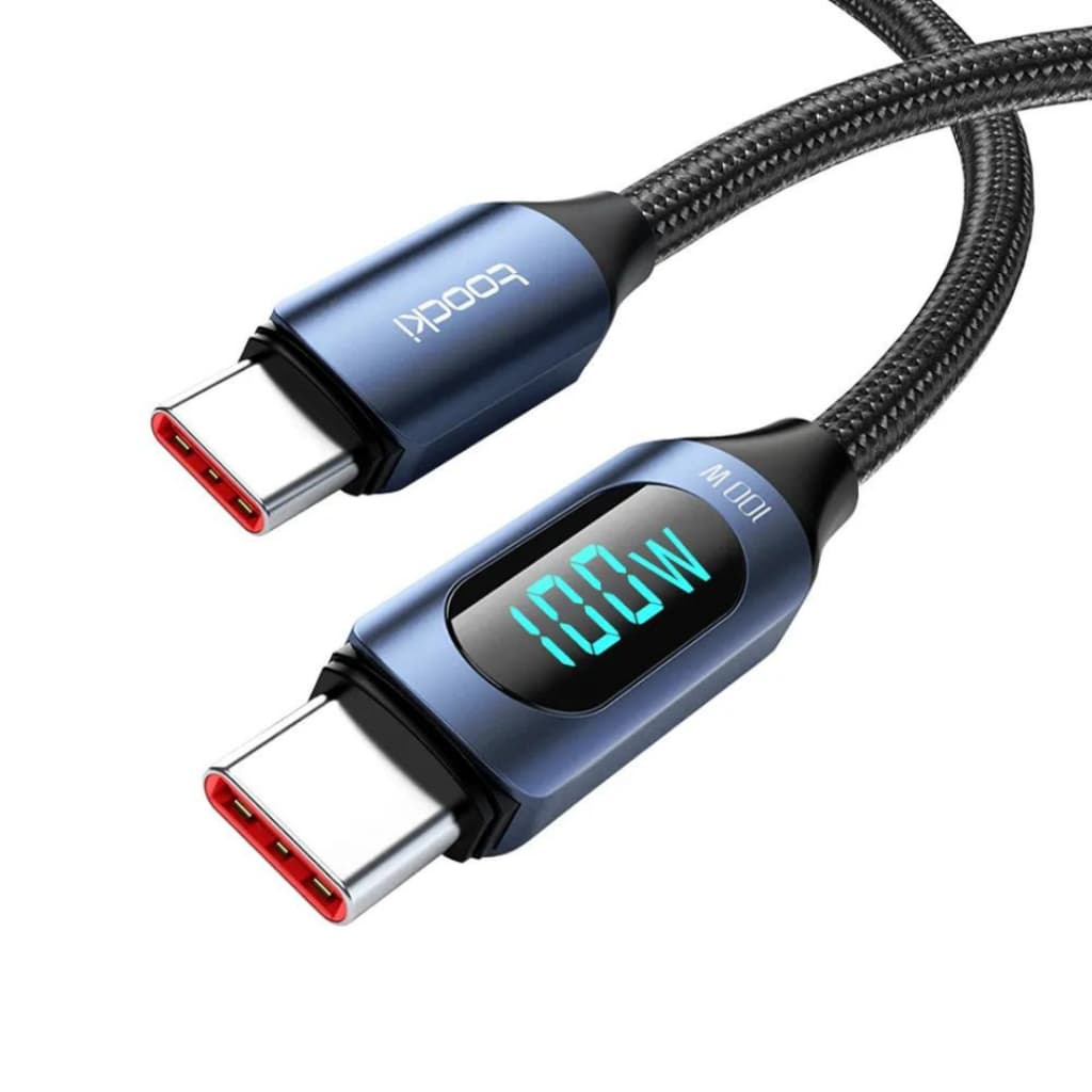 Cabo Usb Duplo Tipo-c Pd 100w 5a Led Display 1m iPhone 15 16 Samsung PD Transmissão rápida de dados