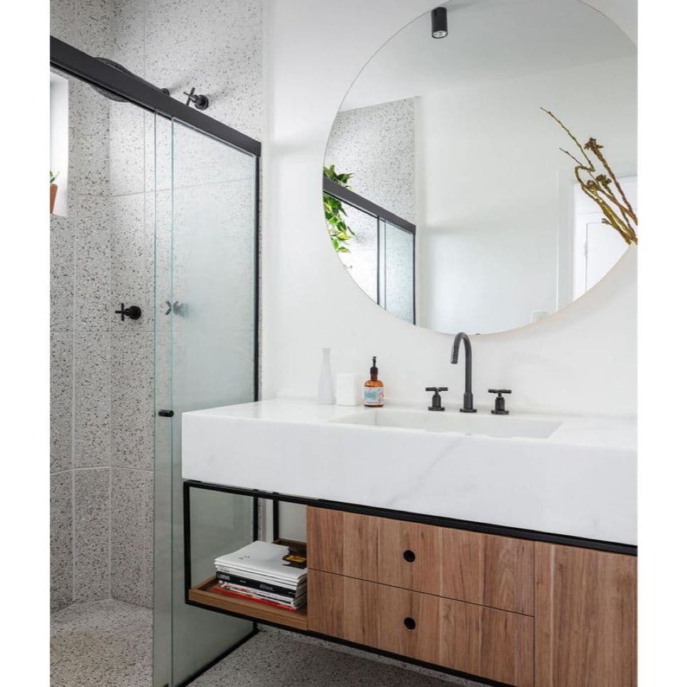 Espelho Redondo 70cm Lapidado Habitat Moderno Decorativo C/ SUPORTE
