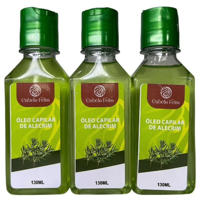 Óleo Capilar de Alecrim Crescimento dos Fios 3 Unid. 130mL Cabelo Feito