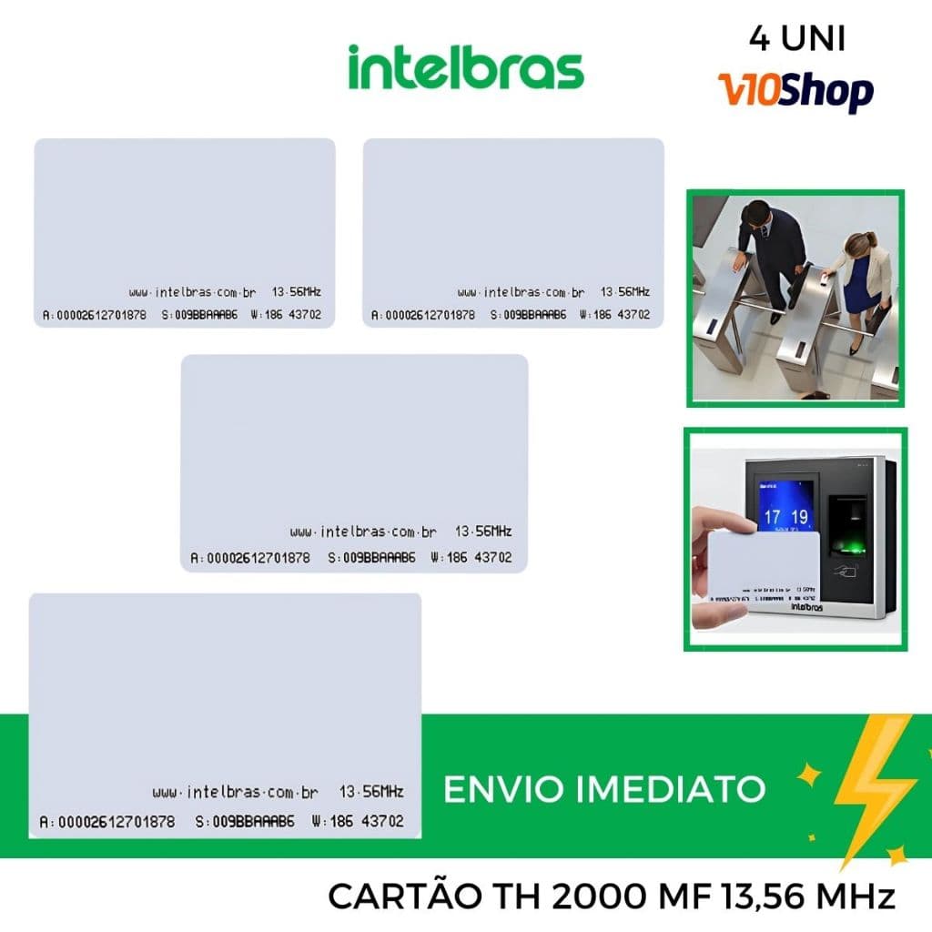 Kit 4 Cartão de Proximidade Rfid 13.56 Mhz Th 2000 MF Intelbras Abertura Fechadura Controle Acesso