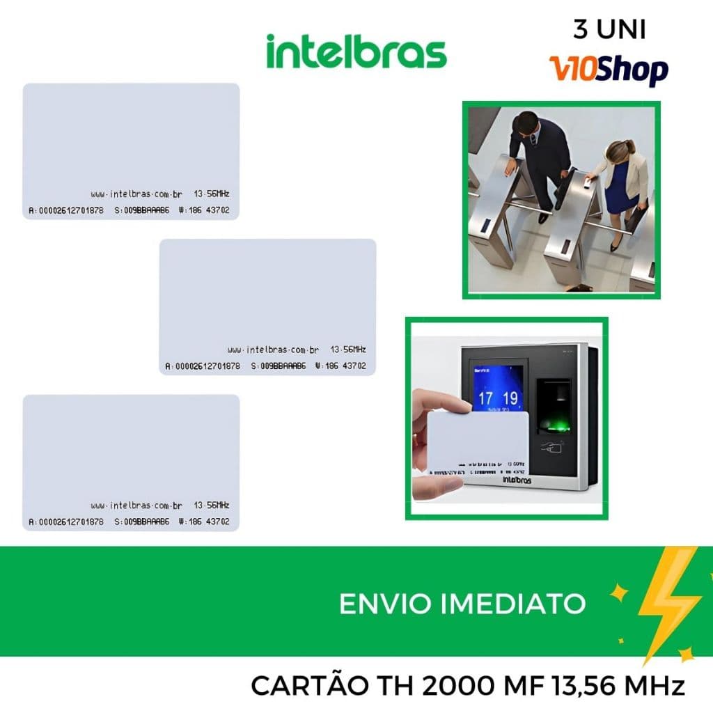 Kit 3 Cartão de Proximidade Rfid 13.56 Mhz Th 2000 MF Intelbras Abertura Fechadura Controle Acesso