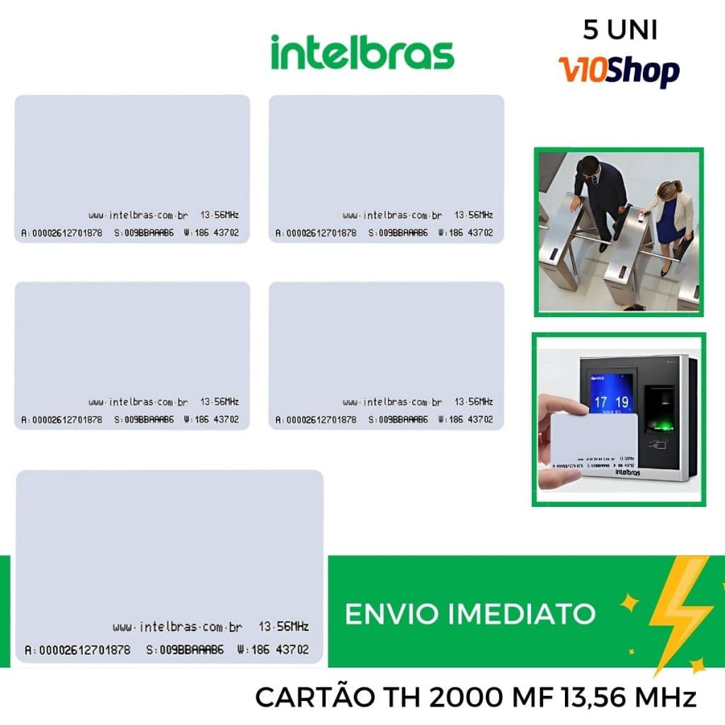 Kit 5 Cartão de Proximidade Rfid 13.56 Mhz Th 2000 MF Intelbras Abertura Fechadura Controle Acesso