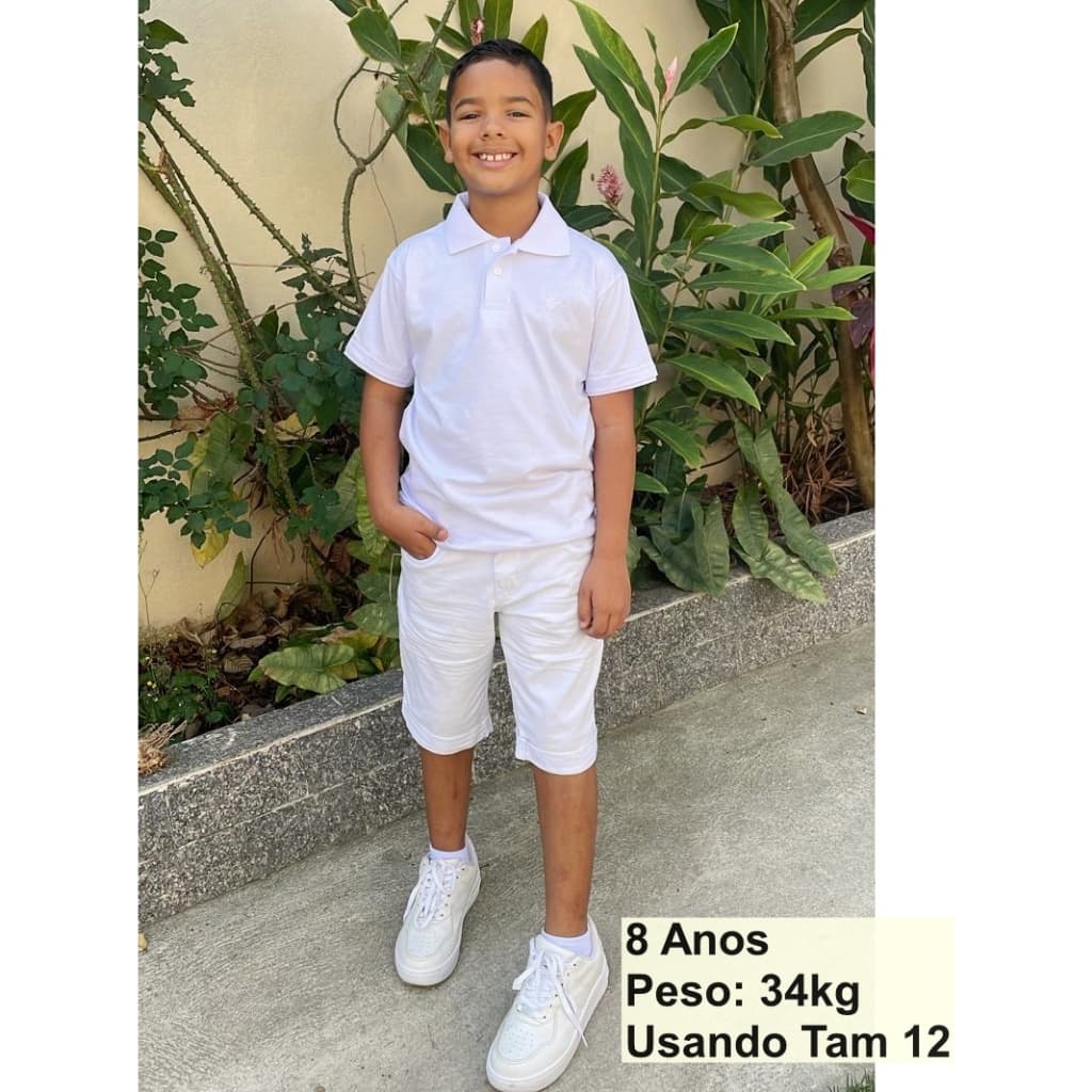 Conjunto Infantil Batizado e Festa Para Menino Com Camisa Polo e Bermuda