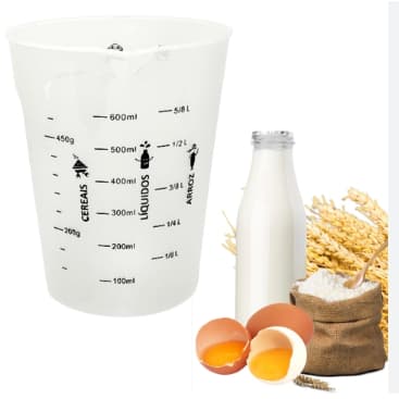 COPO MEDIDOR/DOSADOR 600 ML COM BICO EM PLÁSTICO RESISTENTE E DURÁVEL.