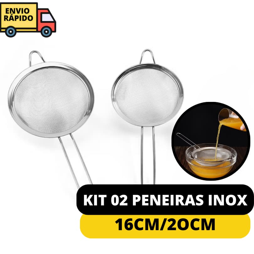 Kit 2 Peneiras Coador De Peneiras Aço Inoxidável Para Cozinha Peneira De Cozinha