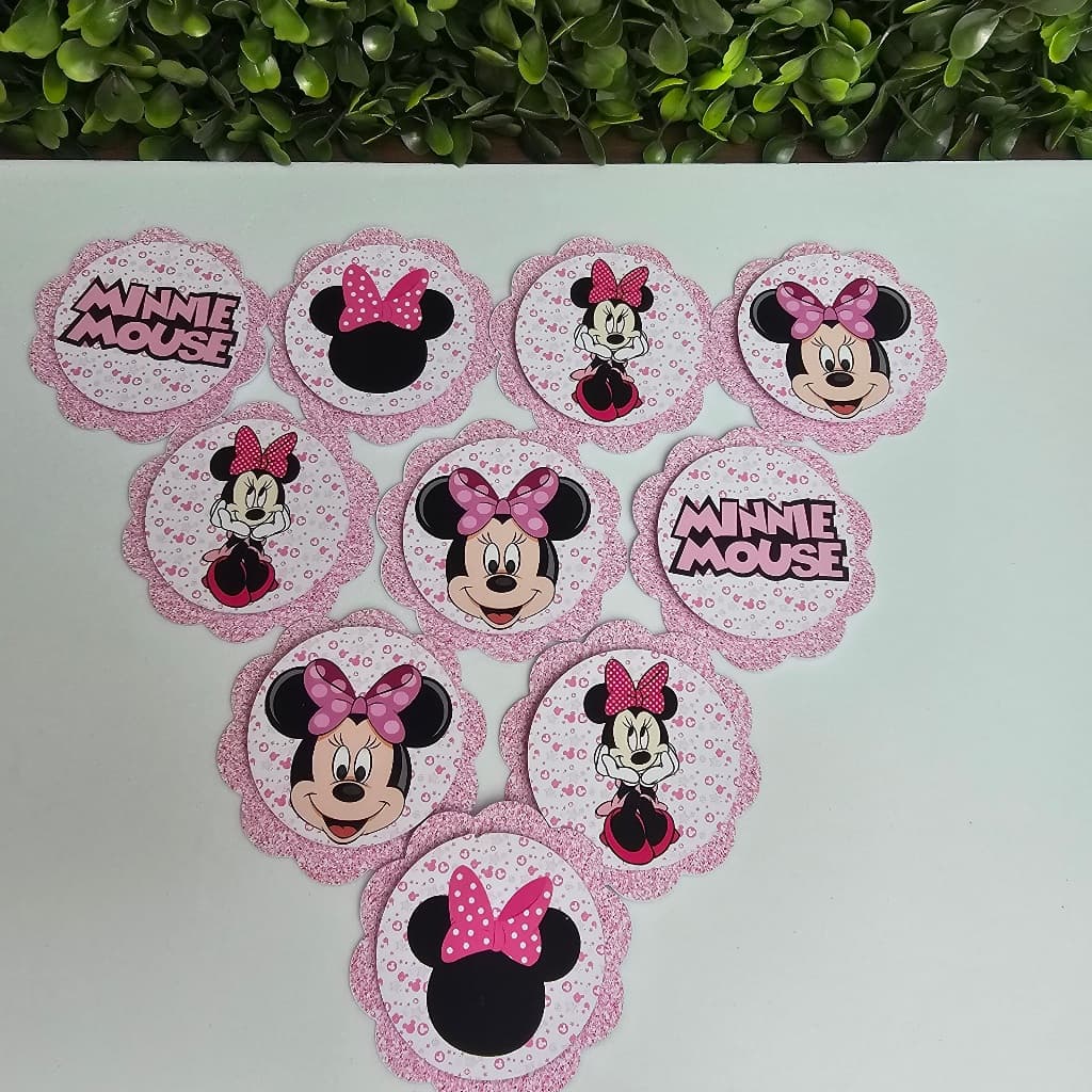 Aplique 3D Escalope MINNIE ROSA - Festa infantil - Aniversário - Lembrancinha