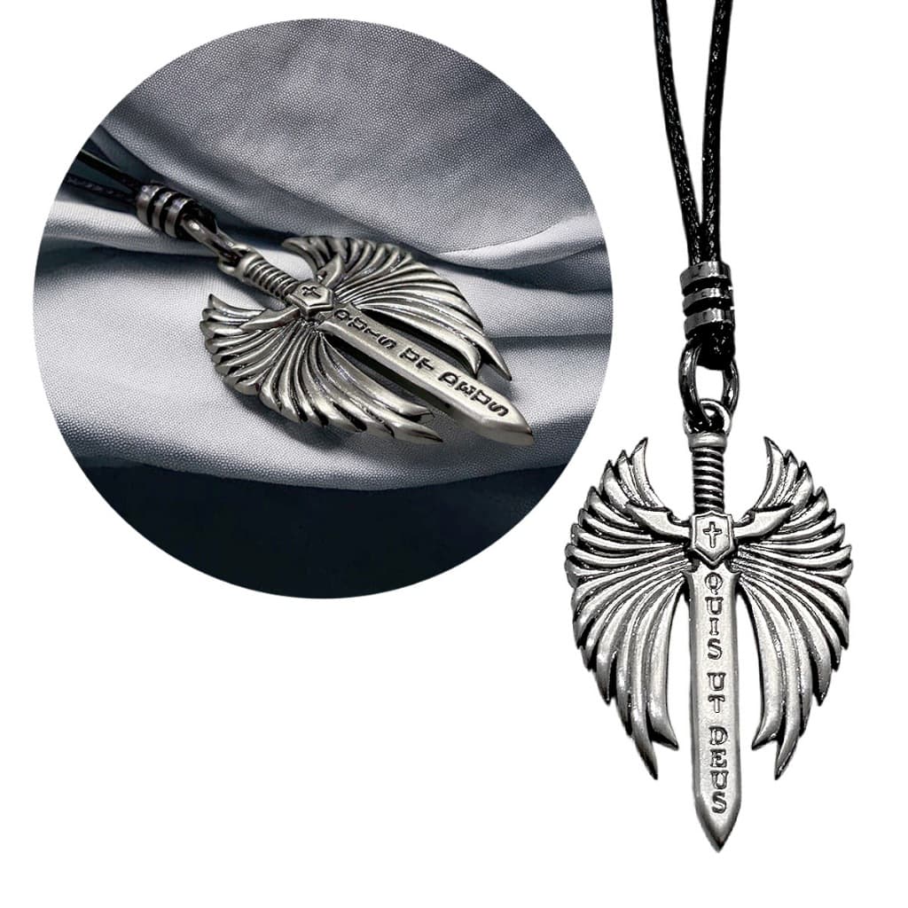Colar Pingente Arcanjo Miguel Espada Angelical Aço Inox Onix