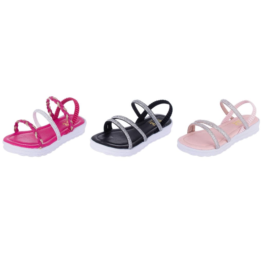 Kit 3 Pares Sandala Infantil Menina  Confort Girl
