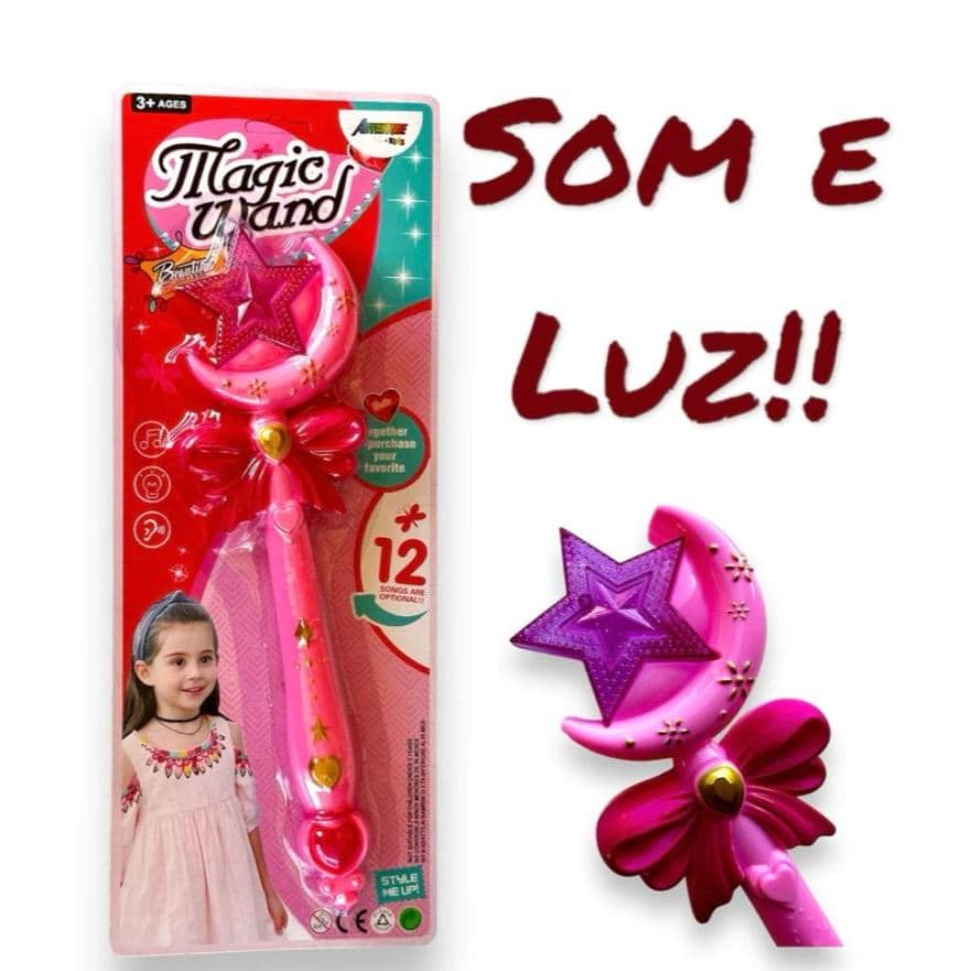 Varinha Mágica, Varinha de condão, Com Som e Luz, Toca música, Brinquedo de Criança Menina
