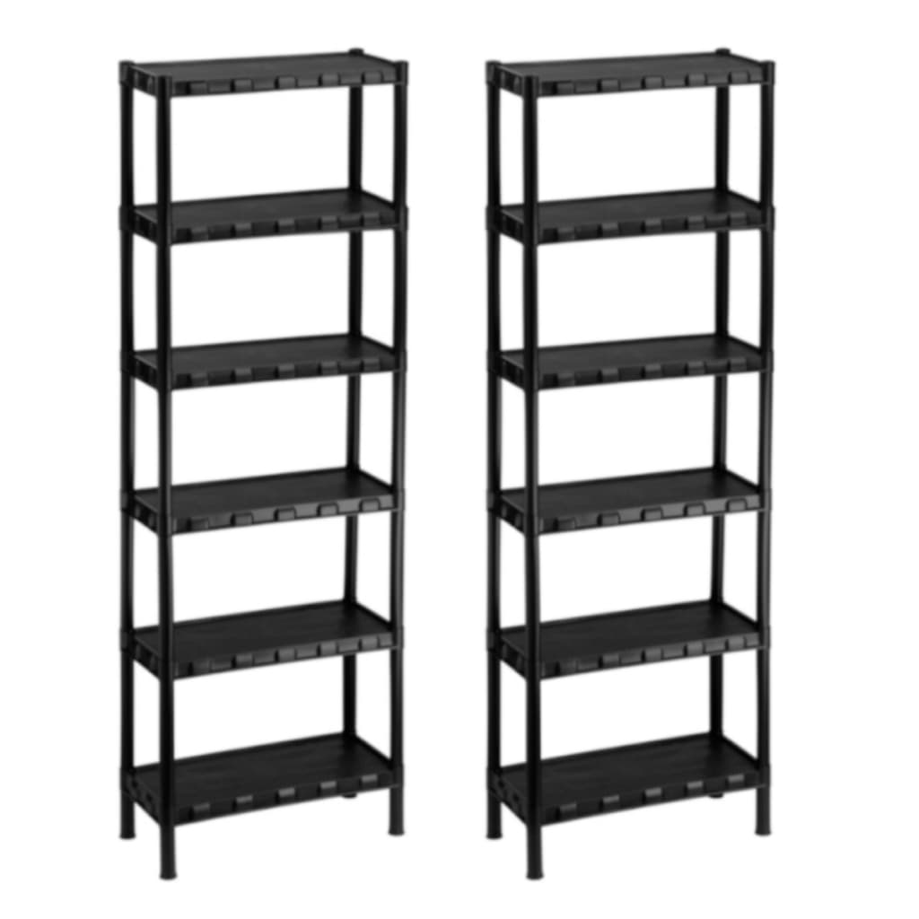 Kit Com 2 Estantes Prateleira Modular Multiuso Organizadora Plástico com 6 Prateleiras Com Pezinhos