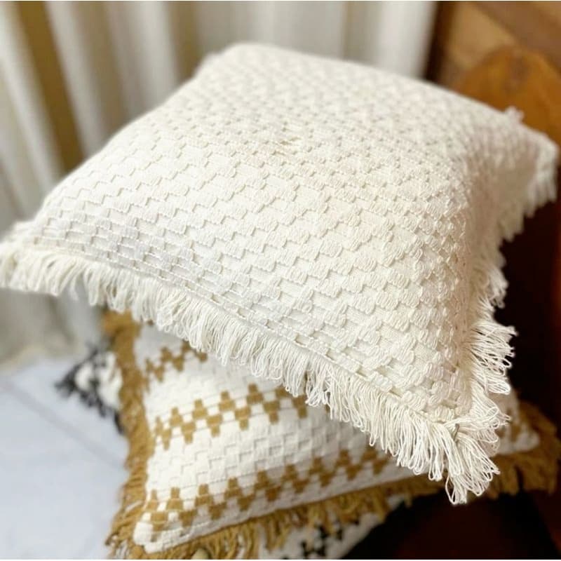 CAPA DE ALMOFADA CROCHÊ ARTESANAL COM ZIPER 100% ALGODÃO COISAS DIFERENTES PARA CASA