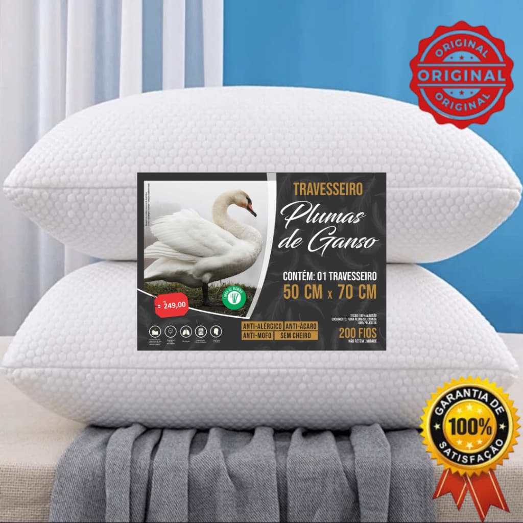 Travesseiro Alto Plumas de Ganso Capa Fibra de Bambu Premium Comfort Fabricante