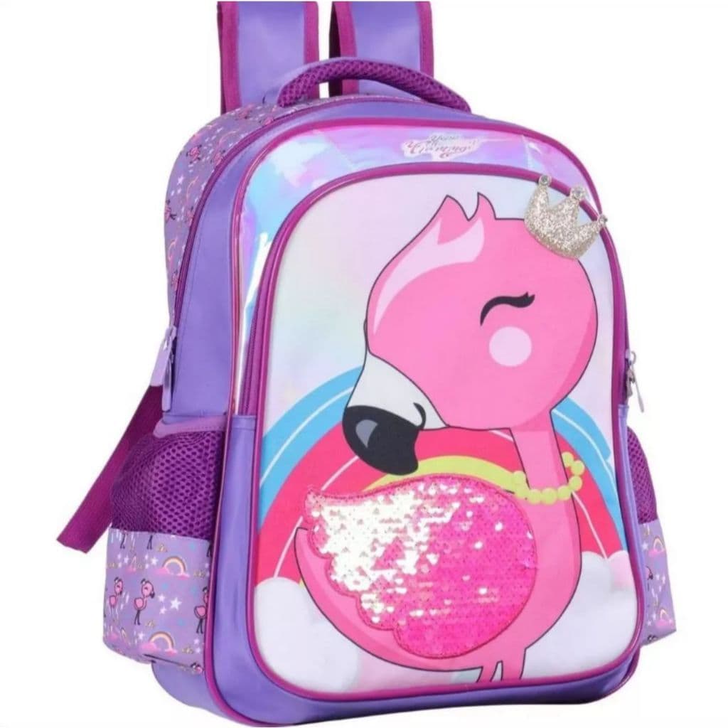 Mochila Feminina Flamingo Rosa Bolsa De Costas Rosa Lilás Cor Rosa-chiclete Desenho Do Tecido Liso