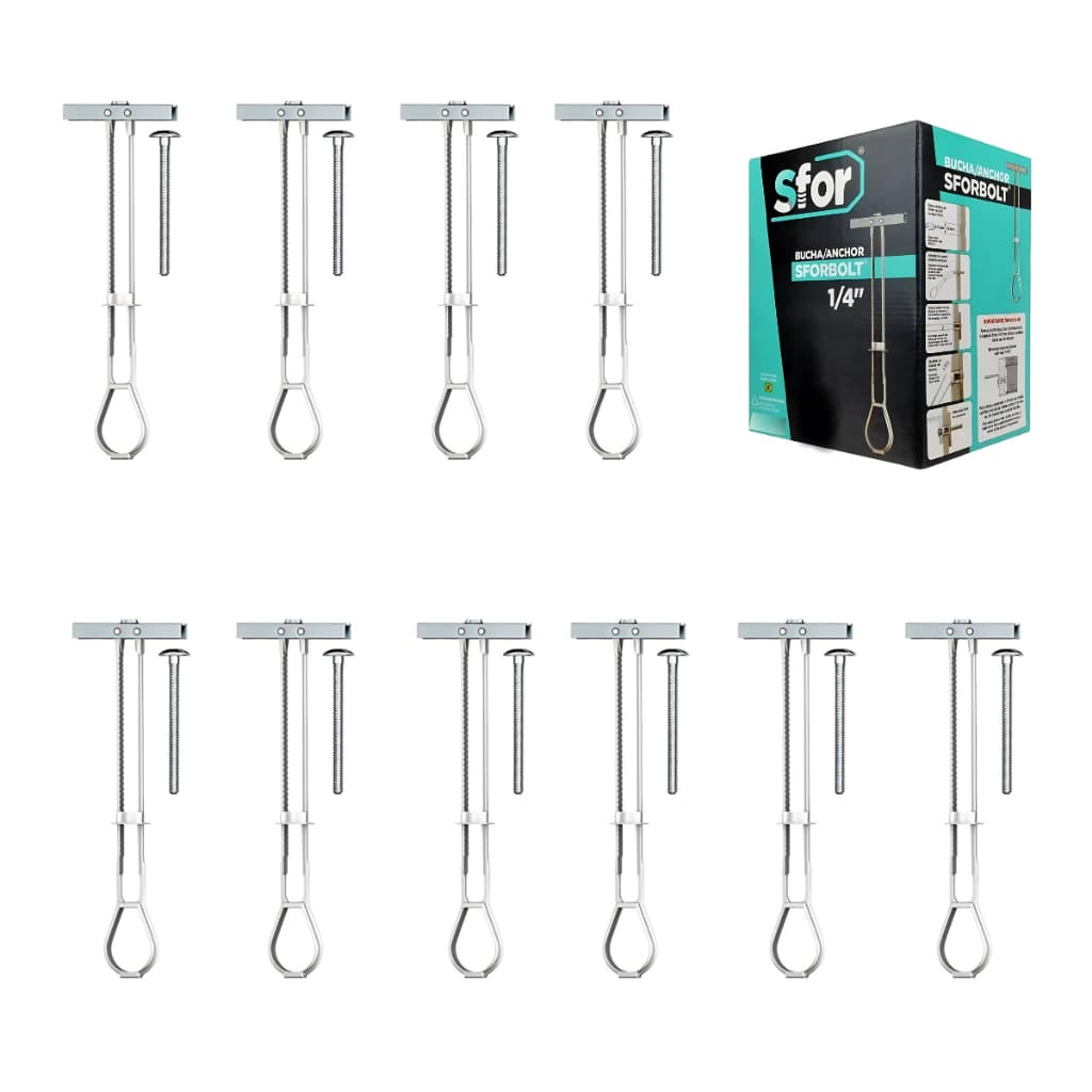 Bucha Sforbolt metálica drywall forro gesso bloco c/parafuso 1/4 - 10 unidades