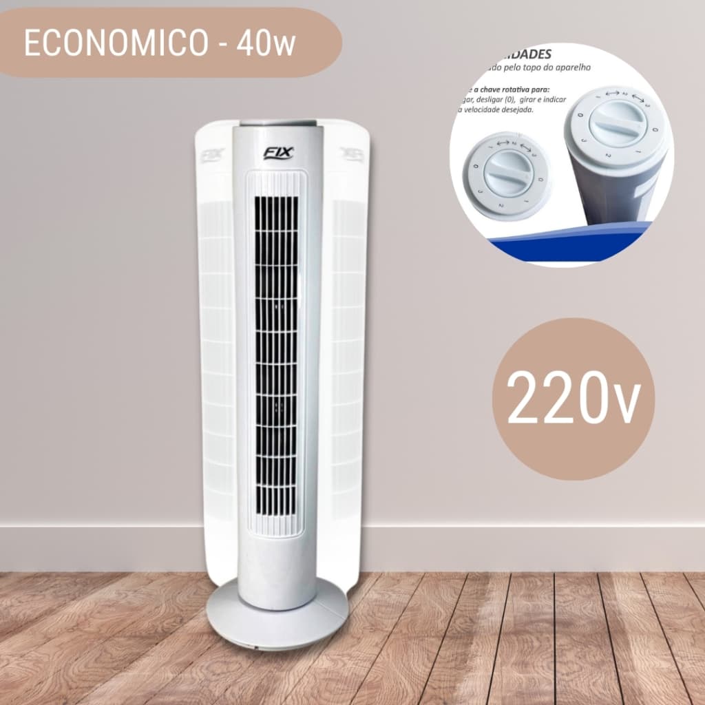 Circulador de Ar Ventilador Vertical Coluna Economico Silencioso FIX - 220v