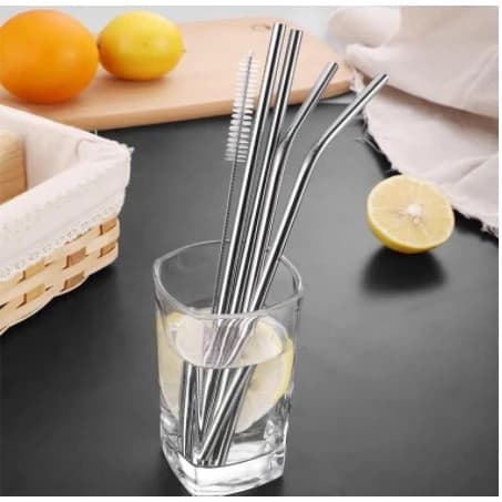 Conjunto 3 Canudos De Aço Inox Reutilizável + Limpador 21cm