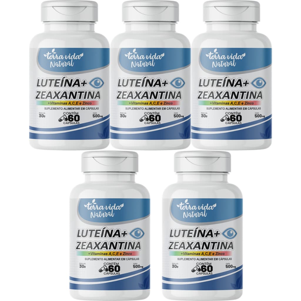 Kit com 5 Luteína Mais Zeaxantina Mais Vitaminas A, C, E e zinco 300 Capsulas