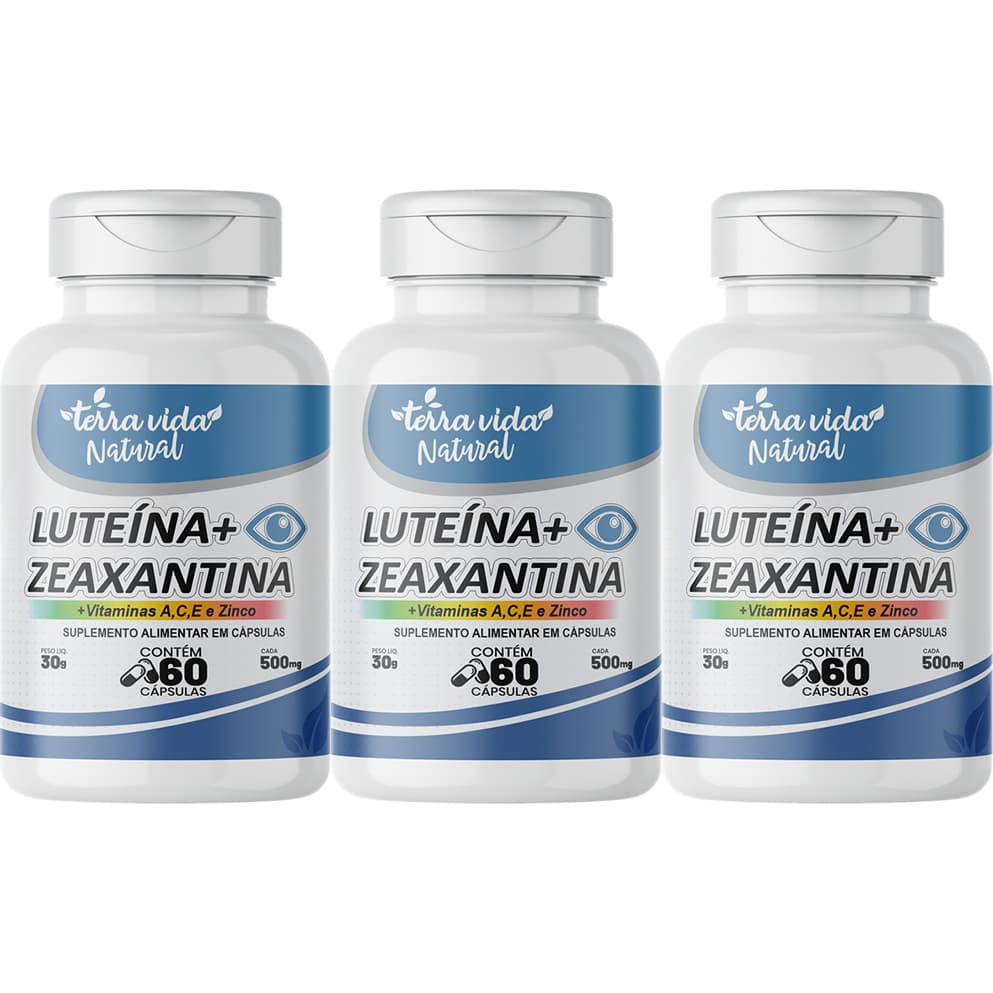 Kit com 3 Luteína Mais Zeaxantina Mais Vitaminas A, C, E e zinco 180 Capsulas