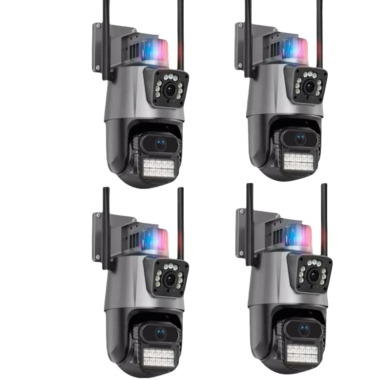 Câmera de segurança Wi-Fi externa  com 2 lentes, 360°, zoom óptico, visão noturna, à prova d'água, áudio e microfone
