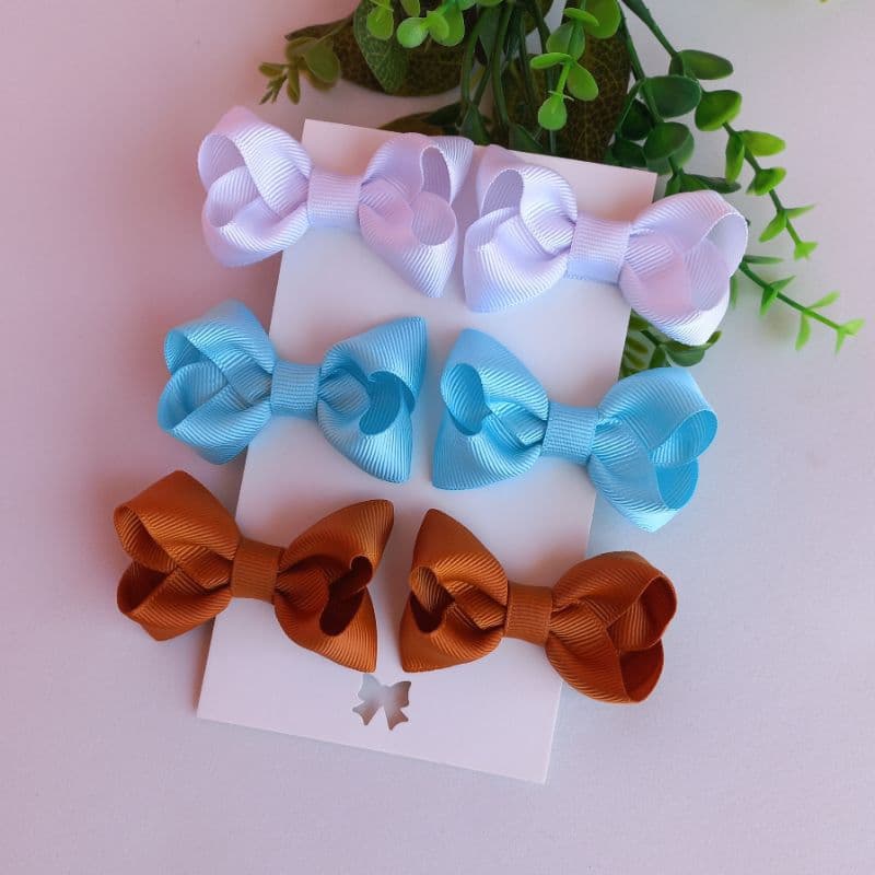 kit 6 laços boutique infantil  , presilhas , recém nascida , bebê . cores terracota, azul tiffany e branco .