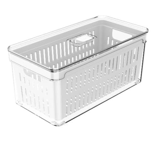 Organizador de Geladeira 5L Acrílico Clear Fresh com Cesto e Tampa Multiuso - OU