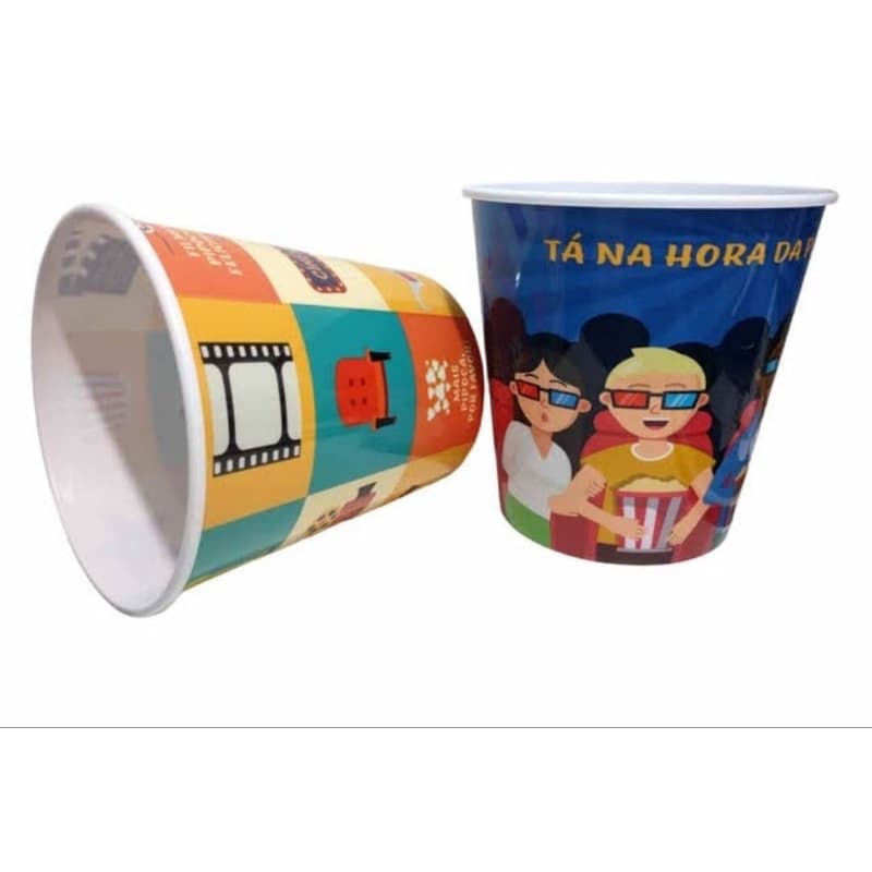 Balde de pipoca estampado 3L cinema recipiente grande lavável