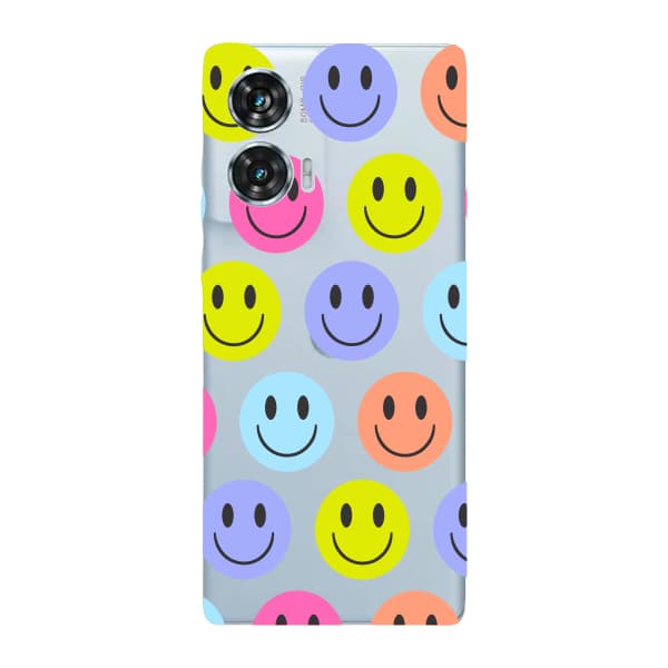 Capinha para Moto Edge 50 Fusion Anti Impacto Personalizada - Smiles coloridos com fundo Transparente