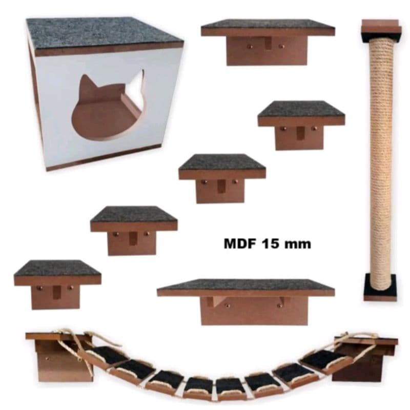 Playground Parquinho Toca Nicho Prateleira Ponte Arranhador para Gatos Mdf 15mm