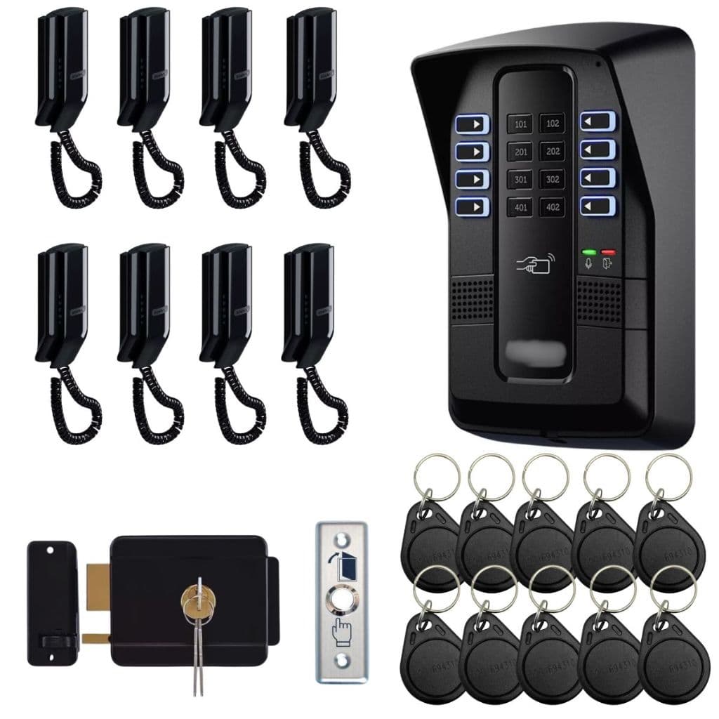 Porteiro Coletivo Interfone 8 Pontos Black  Eletronico 10 Chaveiros Fechadura e Tags Intelbras