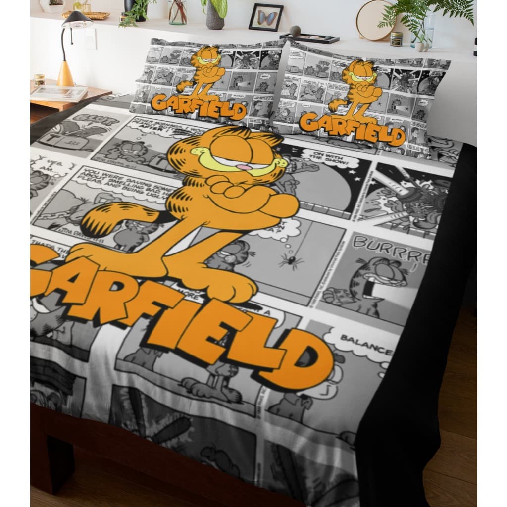 Jogo de Lençol Garfield Gato Preguiçoso Presente Casa Nova