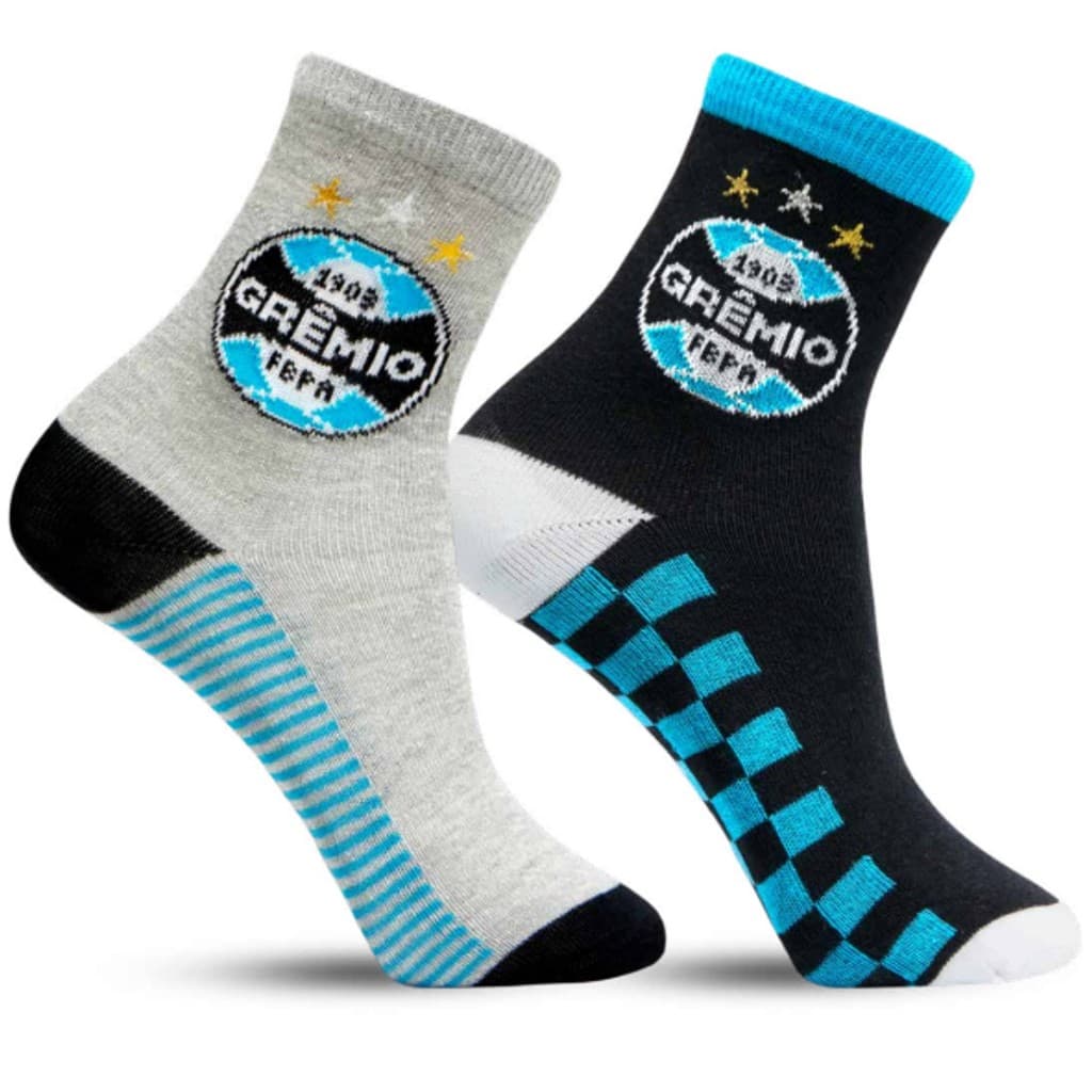 Kit 2 Pares Meia Infantil Juvenil Futebol Clube Grêmio
