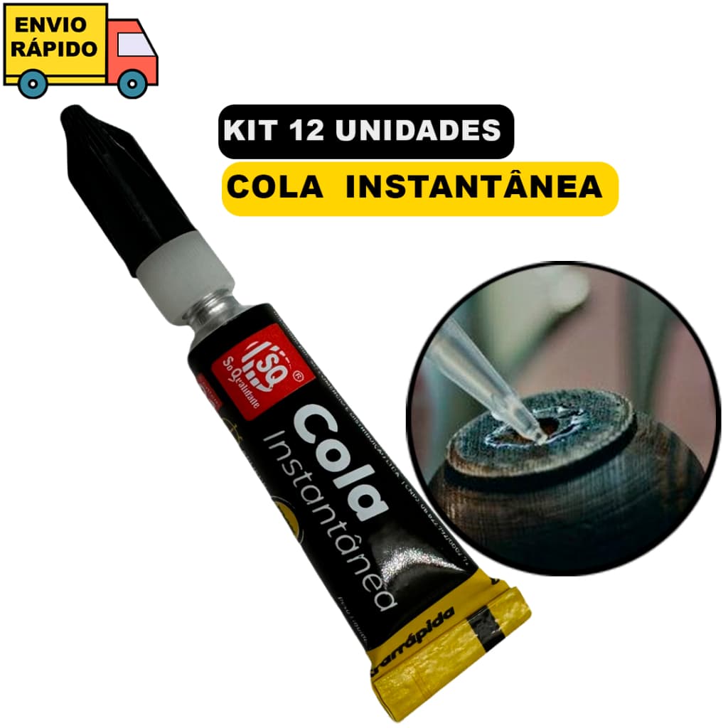 Kit 12 Cola Adesivo Instantânea Fácil Aplicação Uso Tarefas Específicas Para Casa