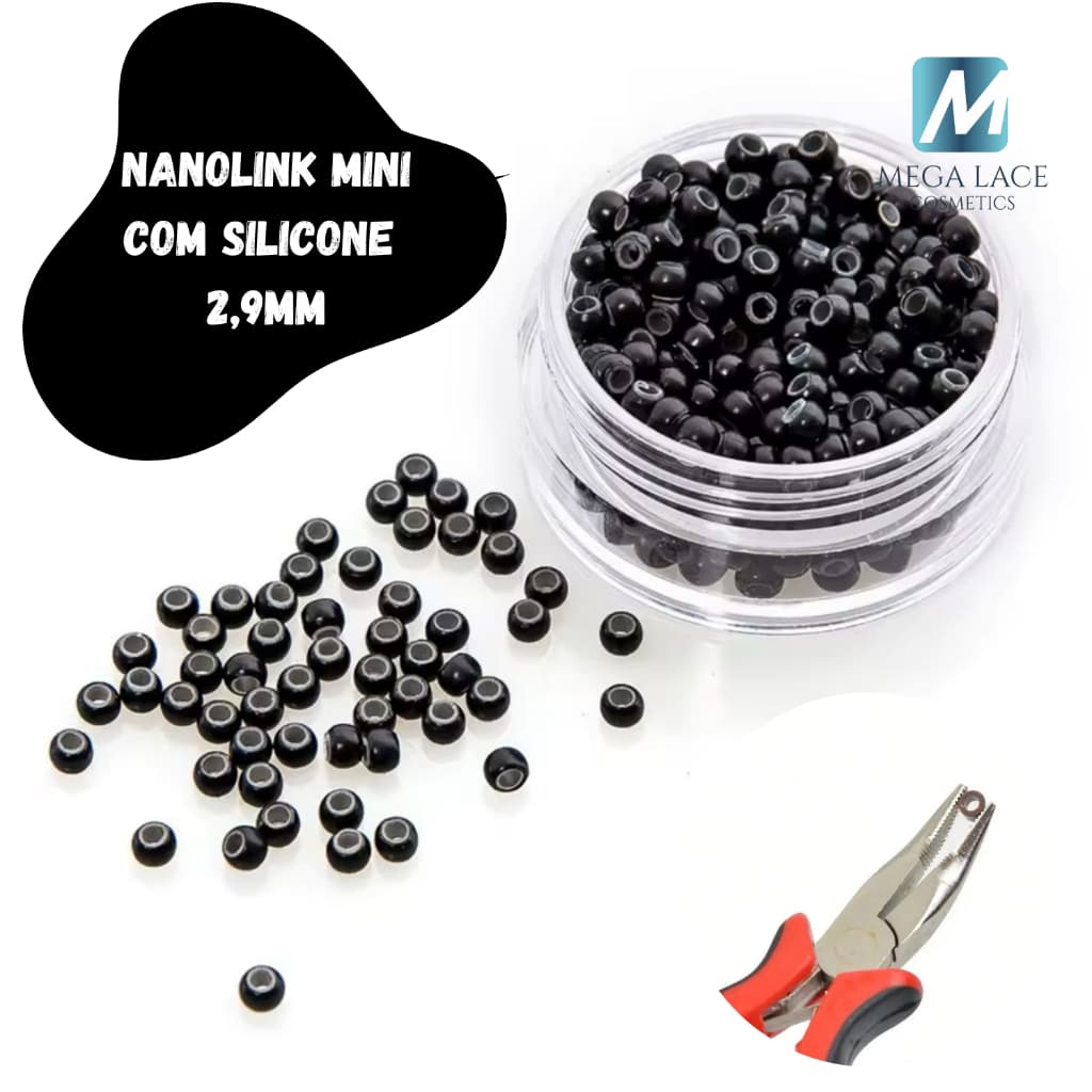 Nanolink MINI (2,9mm) com Silicone para Mega Hair (aprox 200 peças)