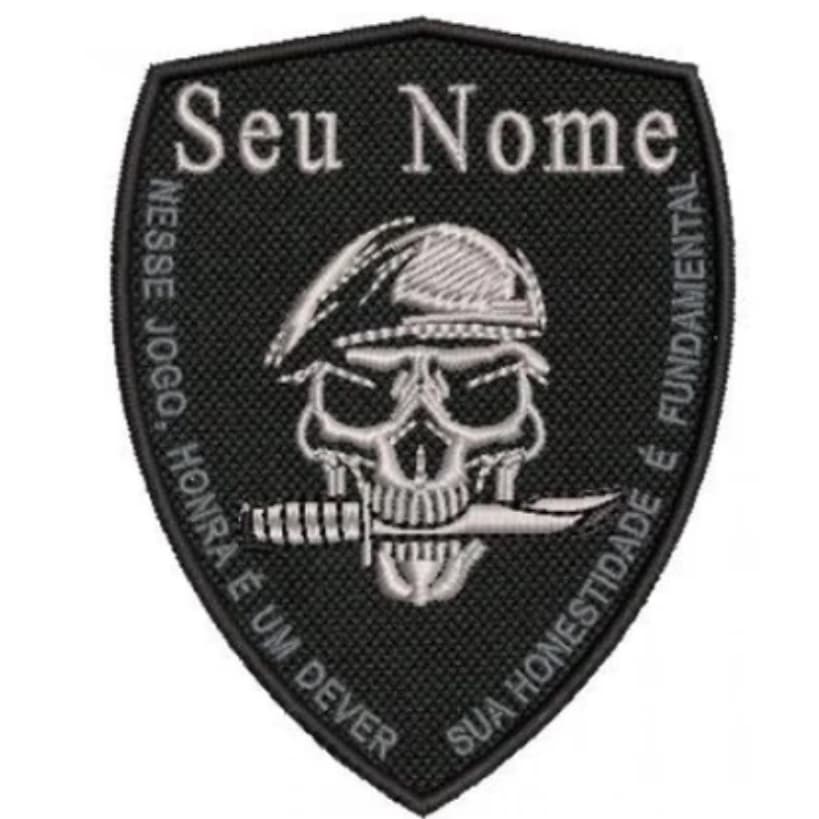 Patch Bordado Termocolante  Militar Caveira Justiceiro - Personalizado com o Seu Nome