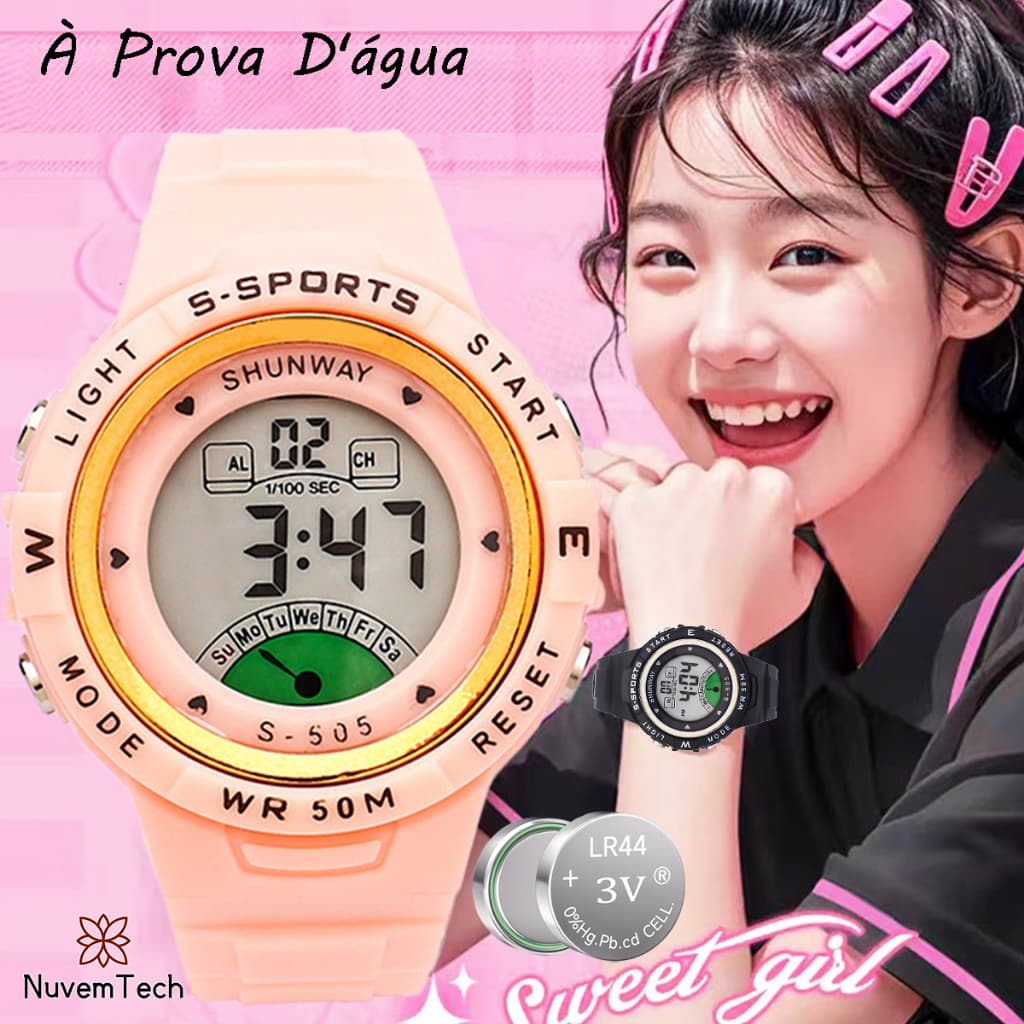 Relógio Infantil Digital A Prova De Água Relógio Crianças LED Luminoso Feminino De Moda Esportivo